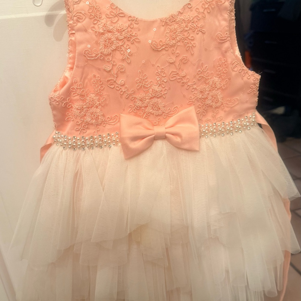 Elegant Peach and Cream Kids Dress